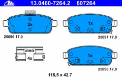 Комплект тормозных колодок, дисковый тормоз для OPEL MOKKA / MOKKA X (J13) 1.4 LPG 2013-, код двигателя A14NET,B14NET, V см3 1364, кВт 103, л.с. 140, Бензин/автогаз (LPG), Ate 13046072642